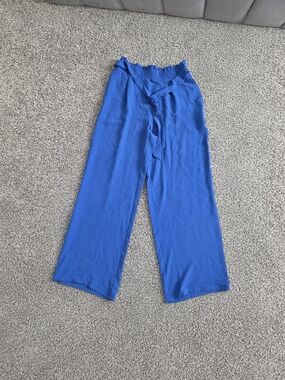 Bright Blue Indigo Wide-Leg Tie Waist Pants